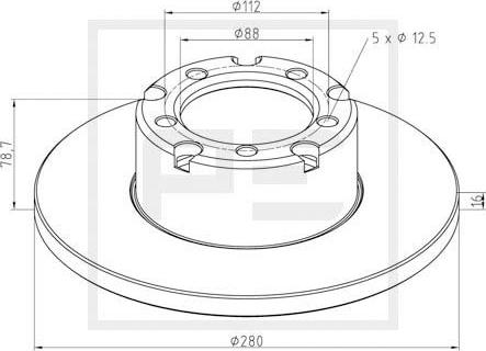 PE Automotive 016.285-00A - Гальмівний диск autocars.com.ua