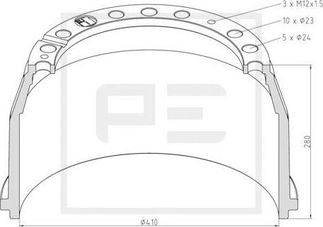 PE Automotive 016.402-00A - Тормозной барабан avtokuzovplus.com.ua