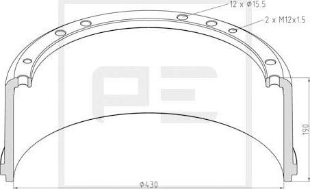 PE Automotive 016.406-00A - Тормозной барабан avtokuzovplus.com.ua