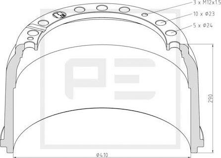 PE Automotive 016.440-00A - Тормозной барабан avtokuzovplus.com.ua