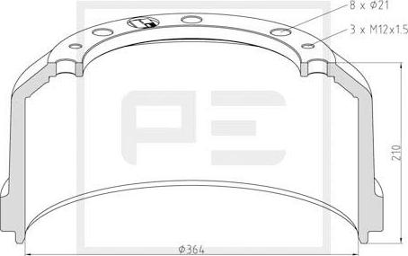 PE Automotive 016.472-00A - Тормозной барабан avtokuzovplus.com.ua