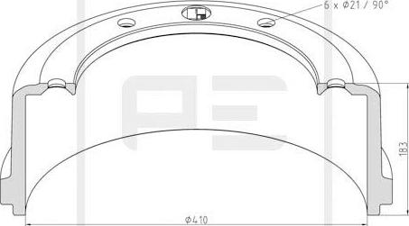 PE Automotive 016.487-00A - Тормозной барабан avtokuzovplus.com.ua