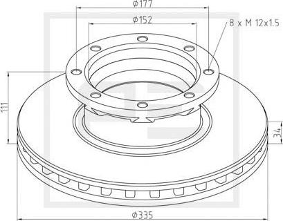 PE Automotive 016.664-00A - Гальмівний диск autocars.com.ua