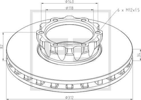 PE Automotive 016.681-00A - Гальмівний диск autocars.com.ua