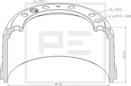 PE Automotive 026.639-00A - Тормозной барабан avtokuzovplus.com.ua