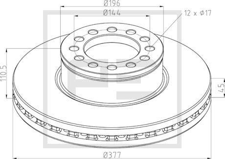 PE Automotive 036.144-00A - Тормозной диск avtokuzovplus.com.ua