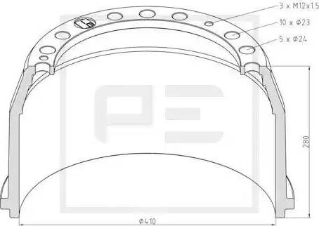 PE Automotive 036.402-00A - Тормозной барабан avtokuzovplus.com.ua