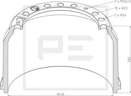 PE Automotive 036.403-00A - Гальмівний барабан autocars.com.ua