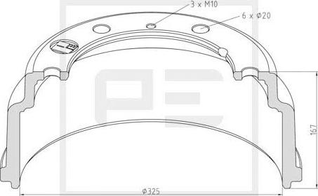 PE Automotive 036.415-00A - Гальмівний барабан autocars.com.ua