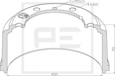 PE Automotive 036.416-00A - Гальмівний барабан autocars.com.ua