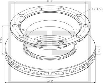 PE Automotive 046.384-00A - Гальмівний диск autocars.com.ua