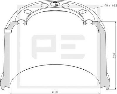 PE Automotive 046.646-00A - Гальмівний барабан autocars.com.ua