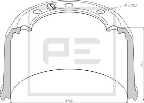 PE Automotive 046.700-00A - Гальмівний барабан autocars.com.ua