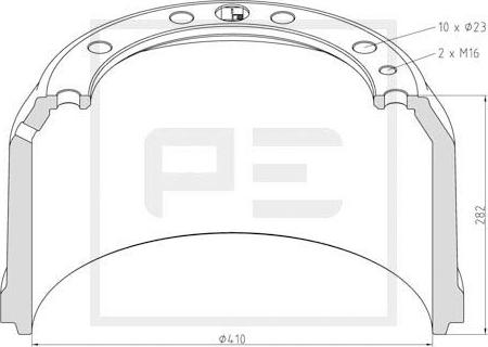 PE Automotive 056.617-00A - Гальмівний барабан autocars.com.ua