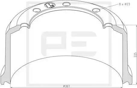 PE Automotive 066.443-00A - Гальмівний барабан autocars.com.ua