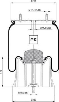 PE Automotive 084.100-76A - Кожух пневматичної ресори autocars.com.ua