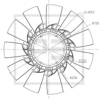 PE Automotive 100.231-00A - Крыльчатка вентилятора, охлаждение двигателя avtokuzovplus.com.ua