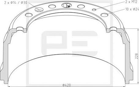 PE Automotive 106.064-00A - Тормозной барабан autodnr.net