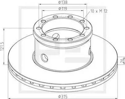 PE Automotive 106.201-00A - Тормозной диск avtokuzovplus.com.ua