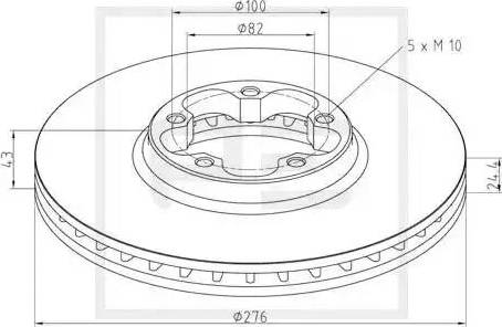 PE Automotive 116.008-00A - Гальмівний диск autocars.com.ua