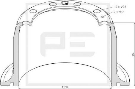 PE Automotive 146.046-00A - Гальмівний барабан autocars.com.ua