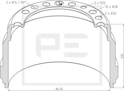 PE Automotive 146.048-00A - Тормозной барабан avtokuzovplus.com.ua