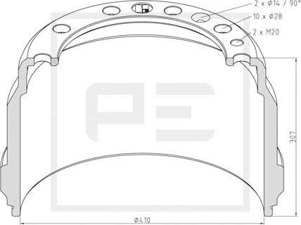 PE Automotive 146.073-00A - Тормозной барабан avtokuzovplus.com.ua