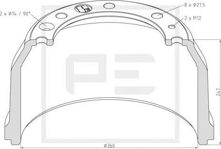 PE Automotive 146.089-00A - Тормозной барабан avtokuzovplus.com.ua