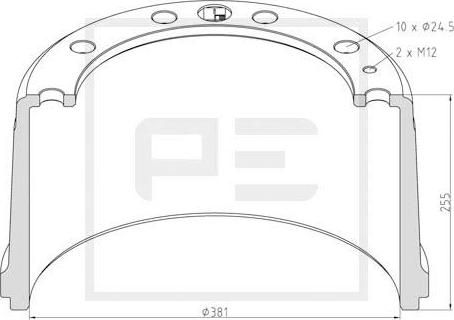 PE Automotive 146.113-00A - Тормозной барабан avtokuzovplus.com.ua