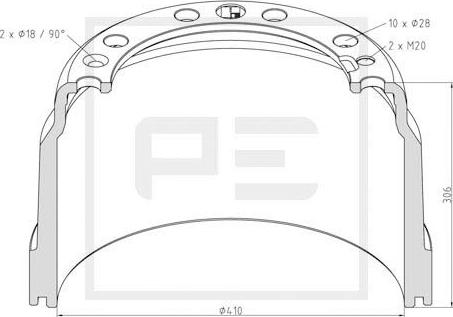 PE Automotive 146.137-00A - Тормозной барабан avtokuzovplus.com.ua