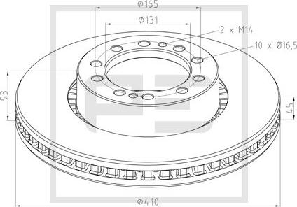 PE Automotive 146.212-00A - Гальмівний диск autocars.com.ua