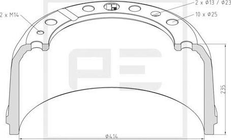 PE Automotive 156.002-00A - Гальмівний барабан autocars.com.ua