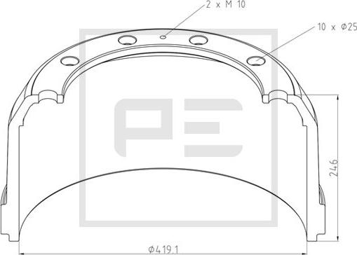 PE Automotive 166.403-00A - Гальмівний барабан autocars.com.ua