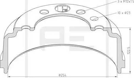 PE Automotive 236.002-00A - Гальмівний барабан autocars.com.ua