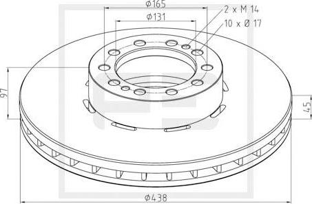 PE Automotive 256.010-00A - Тормозной диск avtokuzovplus.com.ua