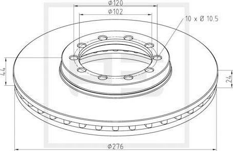 PE Automotive 256.012-00A - Тормозной диск avtokuzovplus.com.ua