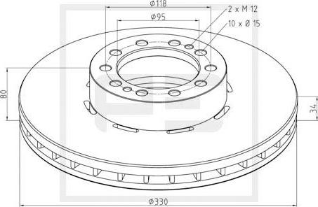 PE Automotive 256.029-00A - Тормозной диск avtokuzovplus.com.ua