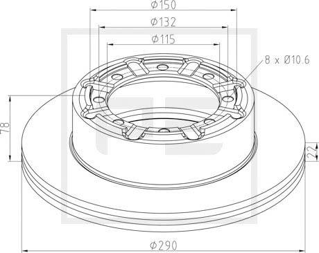 PE Automotive 256.040-00A - Гальмівний диск autocars.com.ua