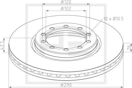 PE Automotive 256.041-00A - Тормозной диск avtokuzovplus.com.ua