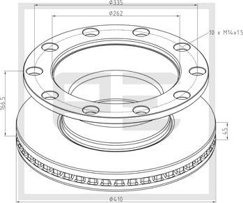 PE Automotive 256.057-00A - Тормозной диск avtokuzovplus.com.ua