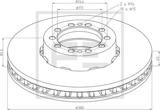 PE Automotive 256.101-00A - Гальмівний диск autocars.com.ua