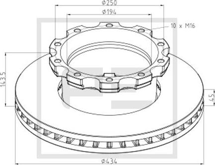 PE Automotive 266.005-00A - Гальмівний диск autocars.com.ua