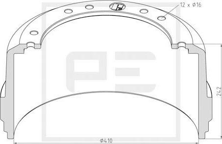 PE Automotive 346.100-00A - Тормозной барабан avtokuzovplus.com.ua