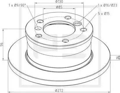 PE Automotive 766.001-00A - Тормозной диск avtokuzovplus.com.ua