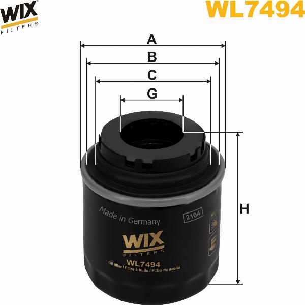 Pemebla WIXWL7494 - Масляний фільтр autocars.com.ua