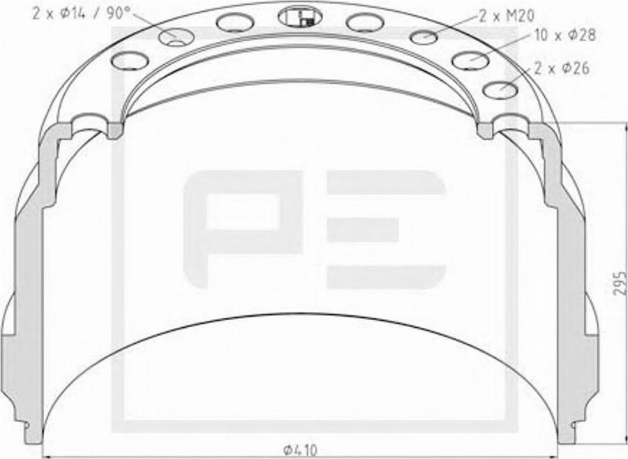 PE Automotive 146.048-00A - Гальмівний барабан autocars.com.ua