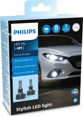 PHILIPS 11258U3022X2 - Лампа світлодіодна LED H1 12-24V Ultinon Pro3022 HL 100 20W 6000K комплект вир-во Philips autocars.com.ua
