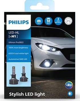 PHILIPS 11258U3022X2 - Лампа світлодіодна LED H1 12-24V Ultinon Pro3022 HL 100 20W 6000K комплект вир-во Philips autocars.com.ua