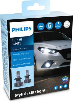 PHILIPS 11972U3022X2 - Лампа світлодіодна LED H7 12-24V Ultinon Pro3022 HL 100 20W 6000K комплект вир-во Philips autocars.com.ua