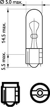PHILIPS 12516B2 - Лампа розжарювання W1.2W 12V 1.2W W2X4.6d 2шт blister вир-во Philips autocars.com.ua